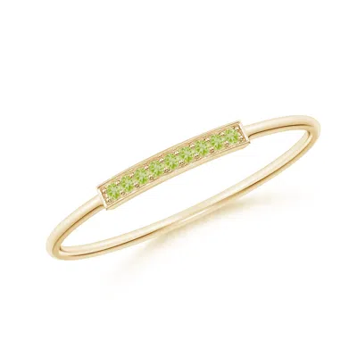 Angara Pave Set Peridot Bar Ring With Milgrain In Gold