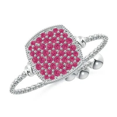 Angara Pave-set Pink Sapphire Cushion Bolo Ring