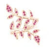 Angara Pave Set Pink Sapphire Olive Leaf Vine Ring