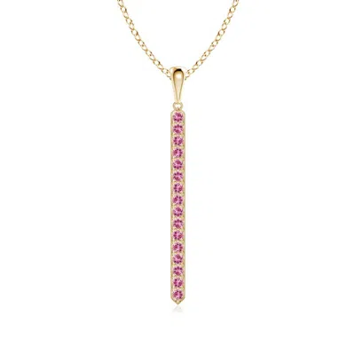 Angara Pave-set Pink Tourmaline Bar Pendant With Milgrain In Gold