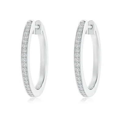 Angara Pave-set Round Diamond Hinged Hoop Earrings In Metallic