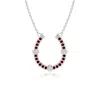 Angara Pave-set Ruby And Diamond Horseshoe Pendant Necklace In White Gold/deep Rich Red