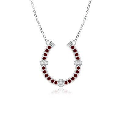 Angara Pave-set Ruby And Diamond Horseshoe Pendant Necklace In White