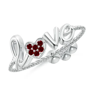 Angara Pave-set Ruby Heart Love Bolo Ring In White