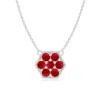 Angara Pave-set Ruby Hexagon Necklace With Milgrain In White Gold/medium Red