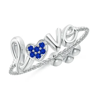 Angara Pave-set Sapphire Heart Love Bolo Ring In Blue