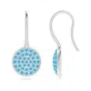 Angara Pave Set Swiss Blue Topaz Circle Earrings With Fish Hook In White Gold/light Swiss Blue