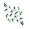 Angara Pave Set Tsavorite Olive Leaf Vine Ring In White Gold/bright Deep Green