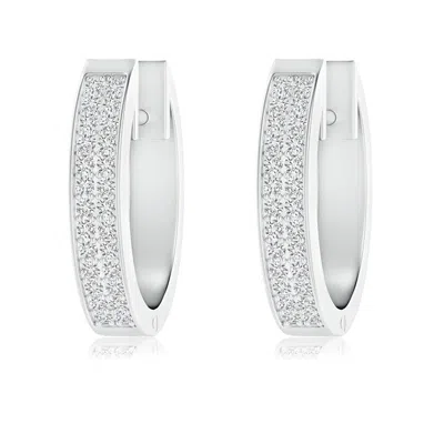 Angara Pave-set Twin Row Diamond Hinged Hoop Earrings