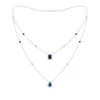 Angara Pear & Emerald-cut Sapphire Halo Layered Station Necklace In White Gold/medium To Rich Blue