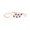Angara Pear And Marquise Amethyst Olive Branch Bracelet In Yellow Gold/dark Purple