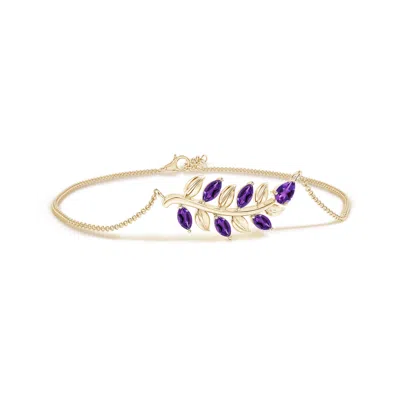 Angara Pear And Marquise Amethyst Olive Branch Bracelet In Purple