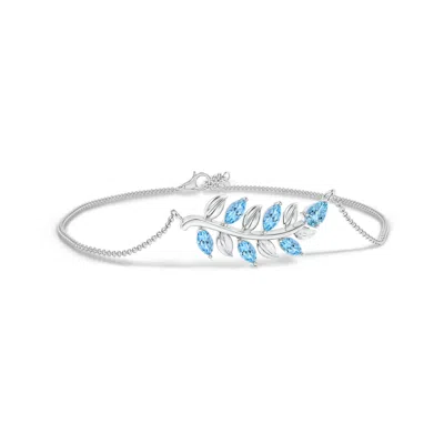 Angara Pear And Marquise Aquamarine Olive Branch Bracelet In Metallic