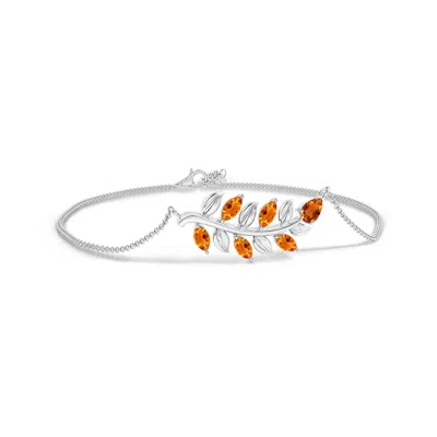 Angara Pear And Marquise Citrine Olive Branch Bracelet In Orange