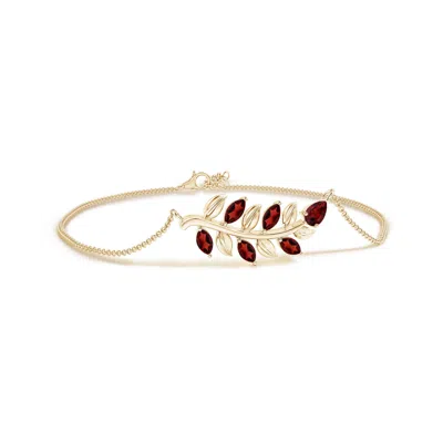 Angara Pear And Marquise Garnet Olive Branch Bracelet In Red