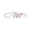 Angara Pear And Marquise Pink Sapphire Olive Branch Bracelet In White Gold/medium Pink