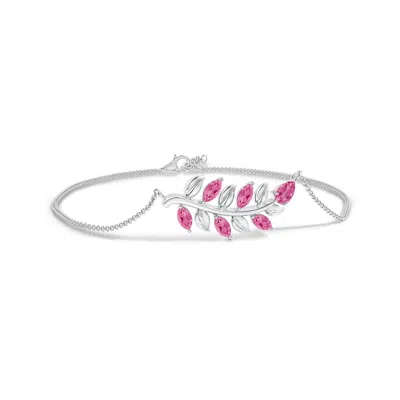 Angara Pear And Marquise Pink Sapphire Olive Branch Bracelet
