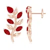 Angara Pear And Marquise Ruby Olive Branch Earrings In Rose Gold/medium Red