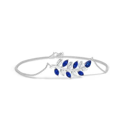 Angara Pear And Marquise Sapphire Olive Branch Bracelet In Blue