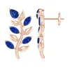 Angara Pear And Marquise Sapphire Olive Branch Earrings In Rose Gold/medium To Rich Blue