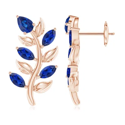 Angara Pear And Marquise Sapphire Olive Branch Earrings In Gold