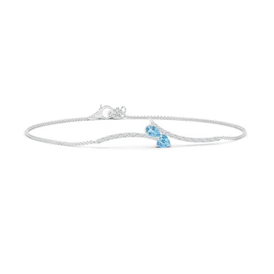 Angara Pear And Trillion Aquamarine Pisces Bracelet With Diamonds In Metallic