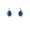 Angara Pear Blue Sapphire Earrings With Diamond Swirl Frame In White Gold/medium To Rich Blue