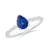 Angara Pear Blue Sapphire Engagement Ring With Marquise Diamonds In White Gold/medium To Rich Blue
