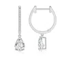 Angara Pear Diamond Hoop Drop Earrings With Accents In White Gold/h