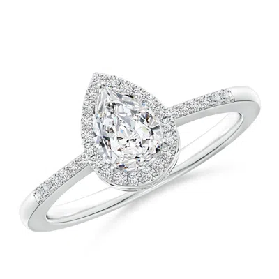 Angara Pear Diamond Ring With Halo In Metallic