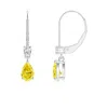 Angara Pear Fancy Intense Yellow Diamond Leverback Drop Earrings In White Gold/fancy Intense