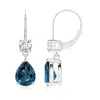 Angara Pear Lab-grown Alexandrite Leverback Drop Earrings With Diamond In White Gold/bluish Green Changing To Brownish Or Pinkish Purple