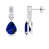 Angara Pear Lab-grown Blue Sapphire Dangle Earrings With Diamond Accents In Platinum/deep Rich Blue