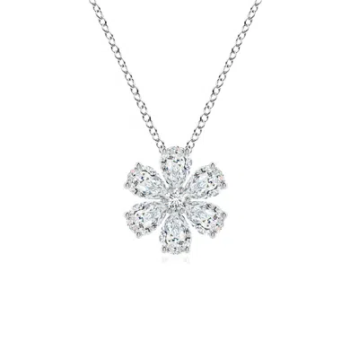 Angara Pear Lab-grown Diamond Flower Cluster Pendant In Metallic