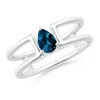 Angara Pear London Blue Topaz Solitaire Parallel Split Shank Ring In White Gold/deep Greenish Blue