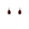 Angara Pear Ruby Earrings With Diamond Swirl Frame In White Gold/deep Rich Red
