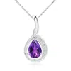 Angara Pear-shaped Amethyst And Diamond Loop Pendant In White Gold/dark Purple