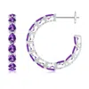 Angara Pear-shaped Amethyst Inside-out Medium Hoop Earrings In White Gold/medium Dark Purple