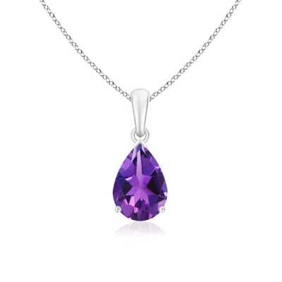 Angara Pear-shaped Amethyst Solitaire Pendant In Purple