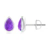 Angara Pear-shaped Amethyst Solitaire Stud Earrings In White Gold/medium Dark Purple
