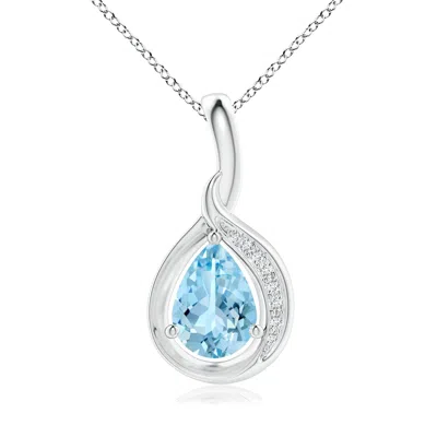Angara Pear-shaped Aquamarine And Diamond Loop Pendant In Metallic