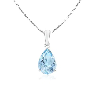 Angara Pear-shaped Aquamarine Solitaire Pendant In Blue
