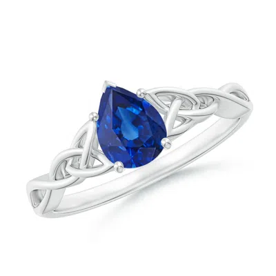 Angara Pear-shaped Blue Sapphire Celtic Knot Engagement Ring