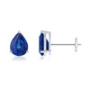 Angara Pear-shaped Blue Sapphire Stud Earrings In White Gold/medium To Rich Blue