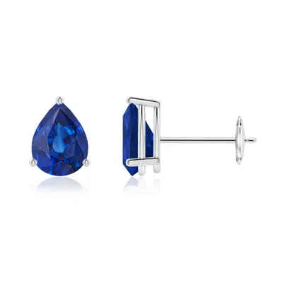 Angara Pear-shaped Blue Sapphire Stud Earrings In Metallic