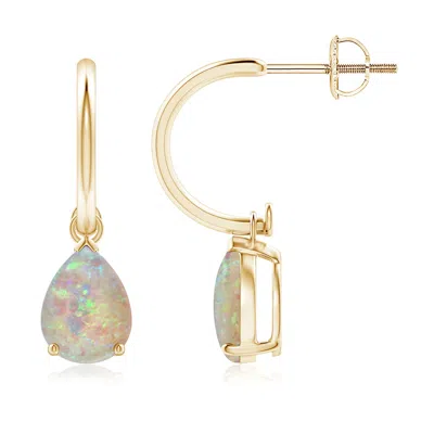 Angara Pear-shaped Cabochon Opal Drop Earrings With Screw Back In Gold
