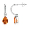 Angara Pear-shaped Citrine Drop Earrings With Screw Back In White Gold/deep Golden