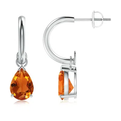 Angara Pear-shaped Citrine Drop Earrings With Screw Back In Orange