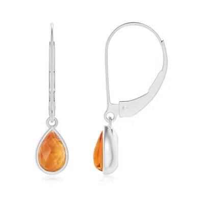 Angara Pear-shaped Citrine Solitaire Drop Earrings In Metallic