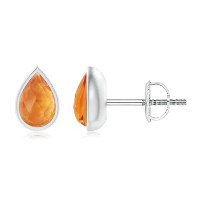 Angara Pear-shaped Citrine Solitaire Stud Earrings In Orange